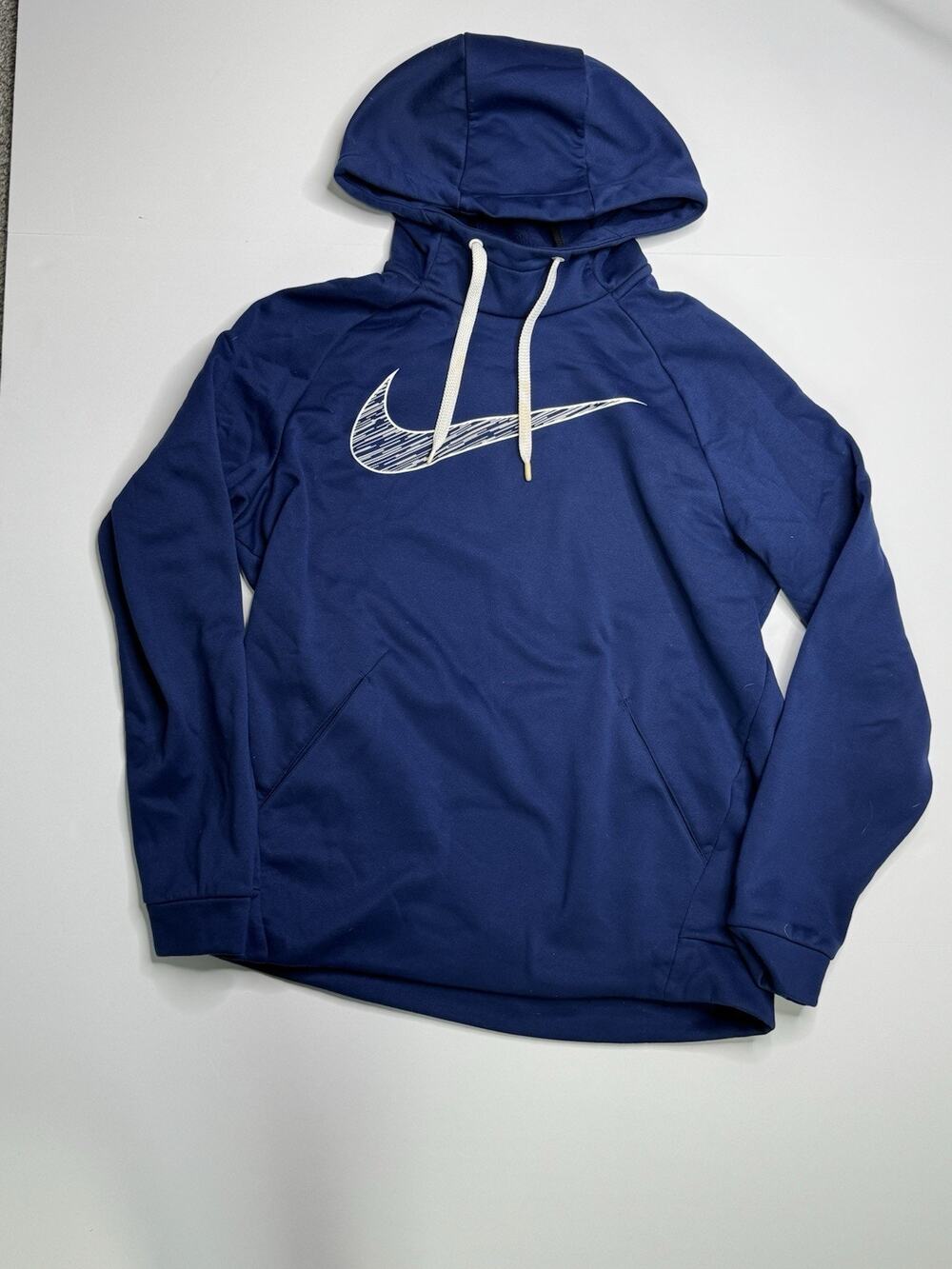 Nike Dri-FIT Big Swoosh Hoodie Men’s Medium Blue Fleece Pullover Training